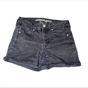 American Eagle AE Midi Black Denim Women’s Jean Shorts Size 6